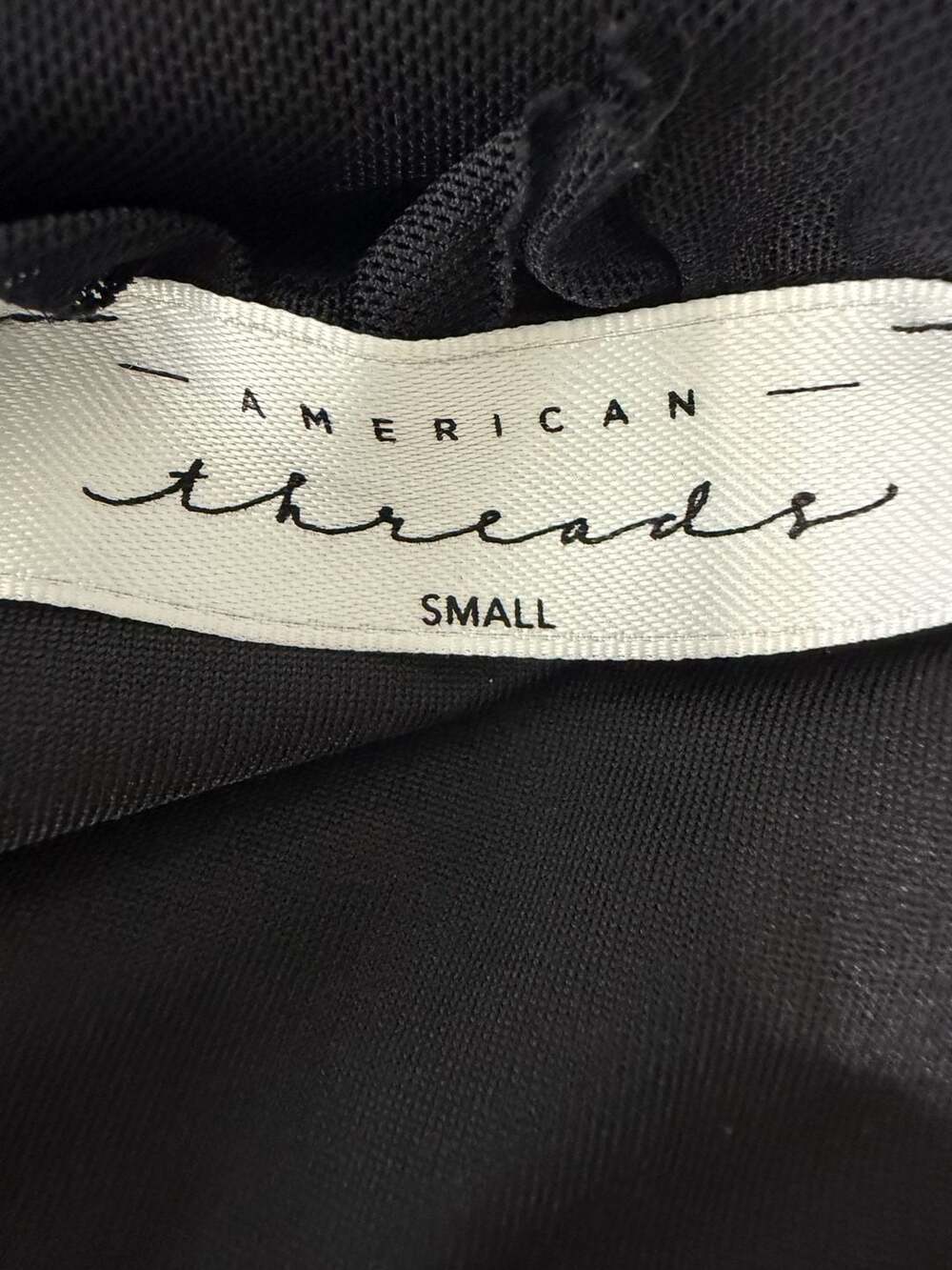 American Threads Black Ruffle Mesh Ruched Bodysuit - Picture 3 of 8